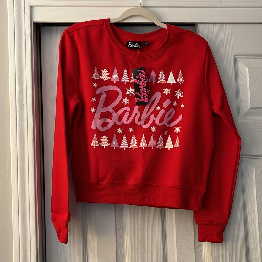 NWT beautiful festive red Barbie sweatshirt & vintage collectible mini doll! - Picture 3 of 14